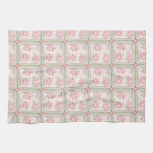 Ouderwetse Roze Rozen Patchwork Theedoek