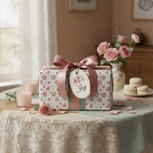 Ouderwetse roze rozen patroon cadeaupapier