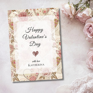 Ouderwetse rozen hart gelukkige Valentijnsdag Feestdagenkaart