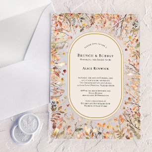 Ouderwetse Rustieke Herfst Beige Bruids Brunch Acryl Uitnodigingen