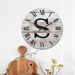 Ouderwetse Rustieke Monogram familienaam Grote Klok
