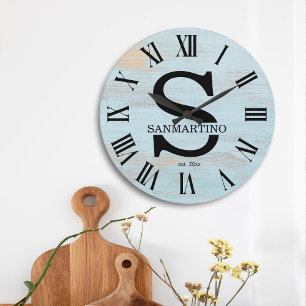 Ouderwetse Rustieke Monogram familienaam Grote Klok