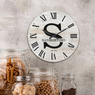 Ouderwetse Rustieke Monogram familienaam Grote Klok
