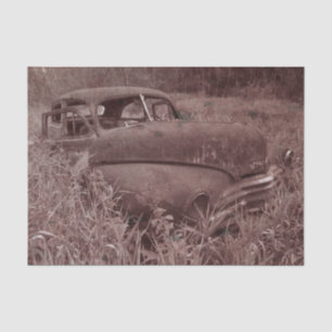 Ouderwetse Rustieke Retro Sepia Bruine Auto Oude T Tissuepapier