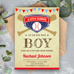 Ouderwetse Rustieke Sport Jongen Honkbal Baby Borr Kaart