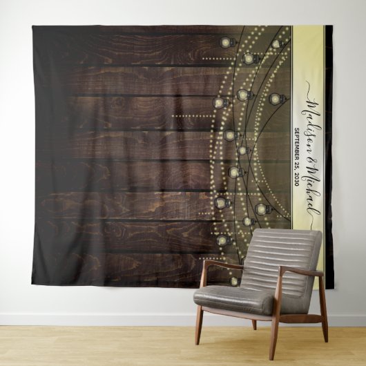 Ouderwetse Rustieke Trouwfoto Booth Achtergrond Wandkleed (In Situ (horizontaal))