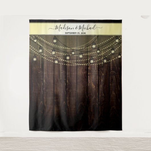 Ouderwetse Rustieke Trouwfoto Booth Achtergrond Wandkleed (Voorkant)