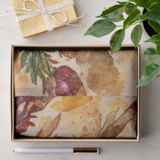 Ouderwetse Rustieke Waterverf Thanksgiving Tissuepapier (Geschenk)