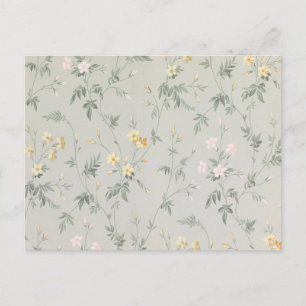 Ouderwetse Saliegroene Wilde Bloemen Bloempatroon Briefkaart