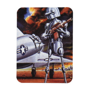 Ouderwetse Sciencefiction Militair Robot Soldaten Magneet