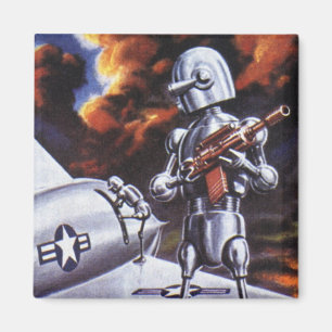 Ouderwetse Sciencefiction Militair Robot Soldaten Magneet