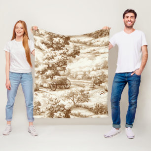 Ouderwetse Sepia Thanksgiving Pompoen Toile Patroo Fleece Deken