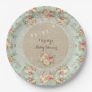 Ouderwetse Shabby Bloemstuk Jute Kant Maatwerk Papieren Bordje