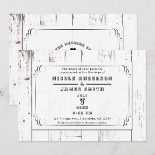 Ouderwetse Shabby Chic Witte Houten Schuur Bruilof Kaart