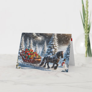 Ouderwetse slee gevuld met kerstcadeaus kaart