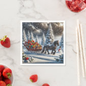 Ouderwetse slee gevuld met kerstcadeaus servet (Insitu)