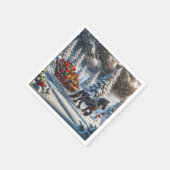 Ouderwetse slee gevuld met kerstcadeaus servet (Hoek)