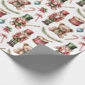 Ouderwetse Speelgoed-kerstwinkel Cadeaupapier (Hoek)