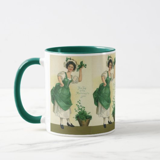 Ouderwetse St. Patrick's Day Ierse Meisje met Klav Mok (Links)