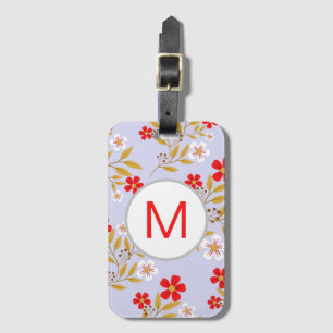 Ouderwetse stijl mooie rode bloemen patroon monogr bagagelabel