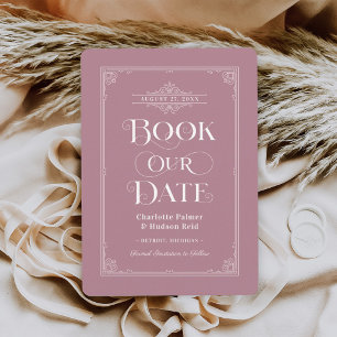 Ouderwetse Stof Roze Boekomslag Bruiloft Save The Date