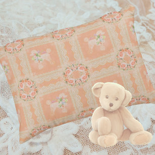 Ouderwetse Stofrijke Perzik Poodle Patchwork Accent Kussen