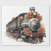 Ouderwetse stoomtrein retro kerst cadeaupapier (Vlak)