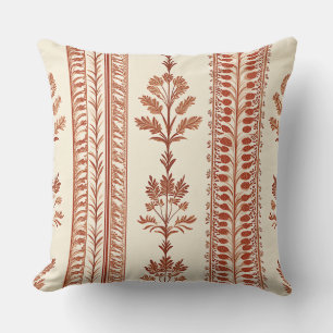 Ouderwetse Terracotta Botanische Toile op Crème Kussen