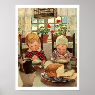 Ouderwetse Thanksgiving, dankbare kinderen Poster
