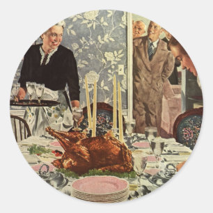 Ouderwetse Thanksgiving Day kalkoen diner met fami Ronde Sticker