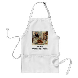 Ouderwetse Thanksgiving Day kalkoen diner met fami Standaard Schort