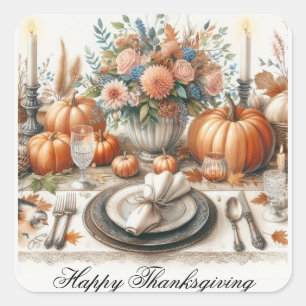 Ouderwetse Thanksgiving Tafel Vakantie Sticker