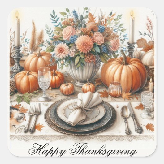Ouderwetse Thanksgiving Tafel Vakantie Sticker (Voorkant)