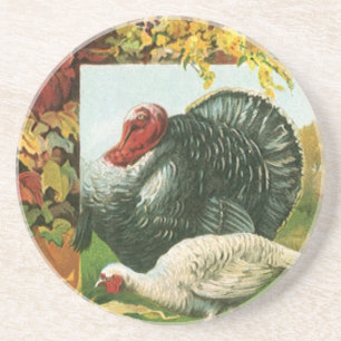 Ouderwetse Thanksgiving, wilde kalkoenen herfstkle Zandsteen Onderzetter