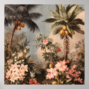 Ouderwetse Tropische Paradijs met Palmbomen Poster