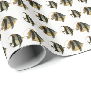 Ouderwetse Tropische Vissen Tekening Zwart Zilver Cadeaupapier