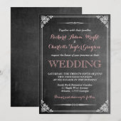 Ouderwetse Trouwkaart met krijtbord en Victoriaans Kaart (Voorkant / Achterkant)