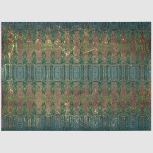 Ouderwetse Turquoise Blauw Groen Bruin Textuurpatr Tissuepapier