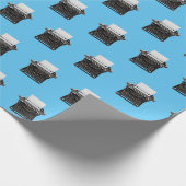 ouderwetse typemachine op aqua cadeaupapier (Hoek)
