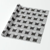 ouderwetse typemachine op grijs cadeaupapier (Uitgerold)