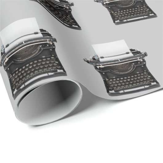 ouderwetse typemachine op grijs cadeaupapier (Rol Hoek)
