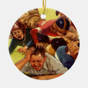 Ouderwetse Vaderdag, Voetbal Kinderen en Familie H Keramisch Ornament