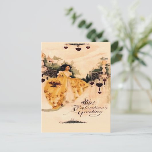 Ouderwetse Valentijn Groeten Feestdagenkaart (Staand voorkant)