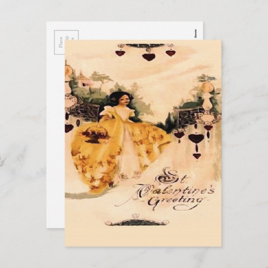 Ouderwetse Valentijn Groeten Feestdagenkaart (Voorkant / Achterkant)