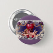 Ouderwetse Valentijnsdag, cherubijnen knuffelen in Ronde Button 5,7 Cm (Voorkant /achterkant)