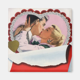 Ouderwetse Valentijnsdag Jonggehuwden Liefde en Ro Magneet