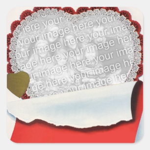 Ouderwetse Valentijnsdag Jonggehuwden Liefde en Ro Vierkante Sticker