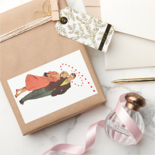 Ouderwetse Valentijnsdag, Romantische Zwevende Har Rechthoekige Sticker