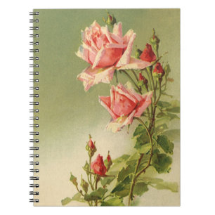 Ouderwetse Valentijnsdag Roze Victoriaanse Tuinroo Notitieboek