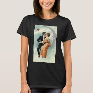 Ouderwetse Valentijnsdag Victoriaanse kus op de ma T-shirt